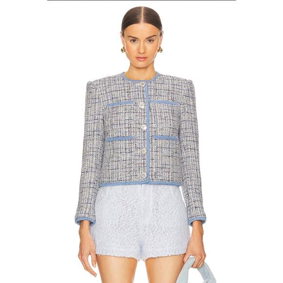 Veronica Beard Darla Tweed Lady Jacket Blazer Blue 0 Multicolor Cropped Short XS - Picture 9 of 11